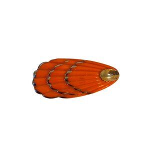 Antique Czechoslovakian Glass Orange Scallop‎ Shell Clip
